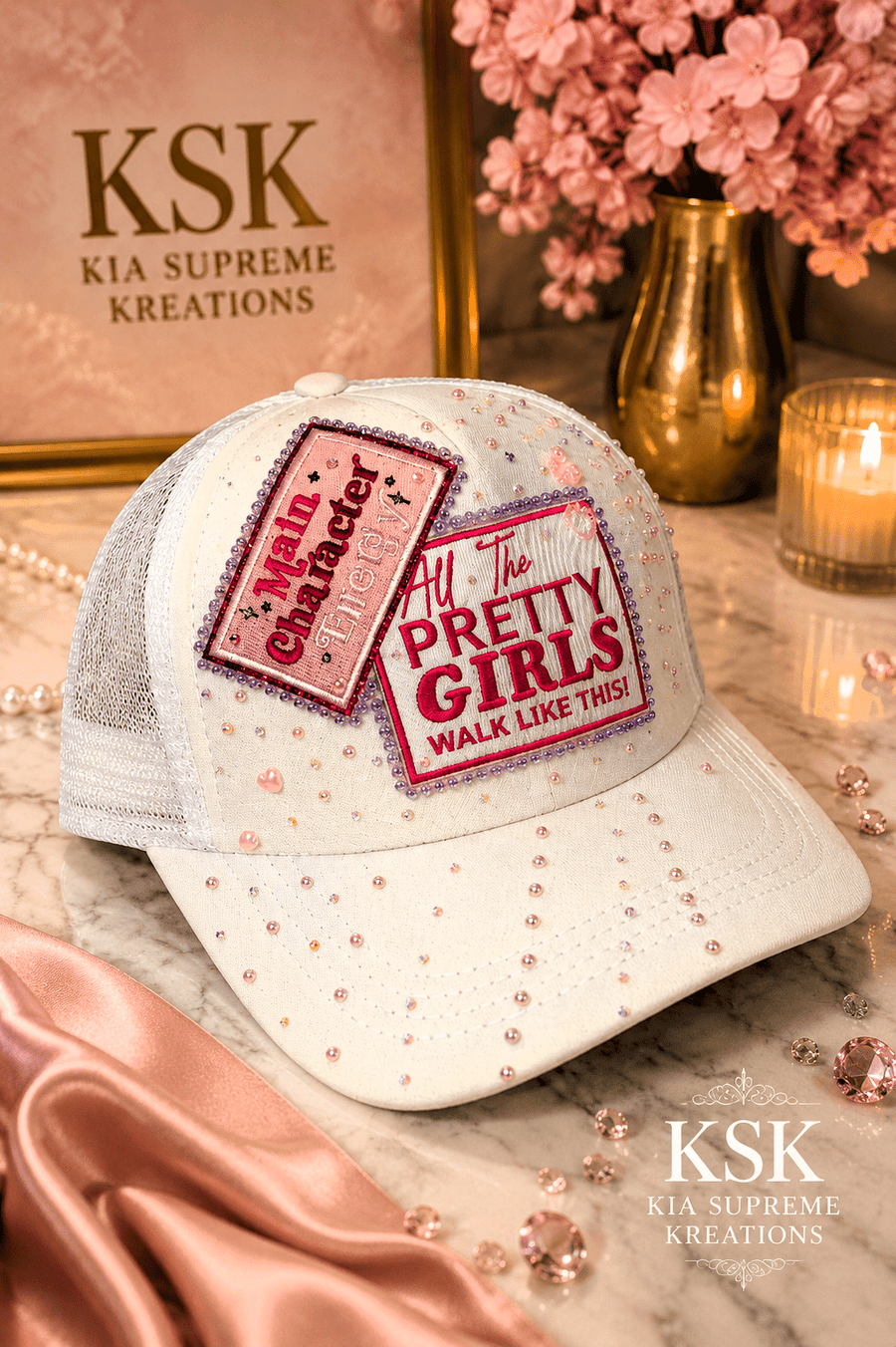 Pretty™ Rhinestone Trucker Hat – Kia Supreme Kreations product image 1