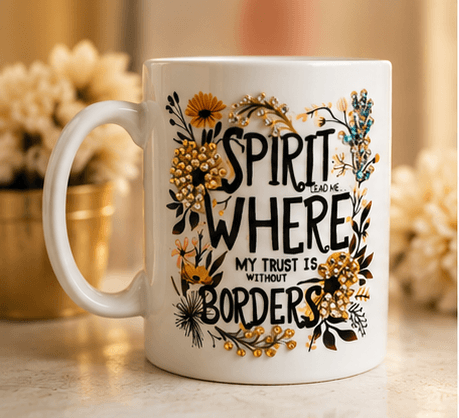 Spirit Lead Me™ Faith Mug | Rhinestone Christian Coffee Mug | Inspirational Gift for Women | 15 oz Ceramic Mug – Kia Supreme Kreations product image 1