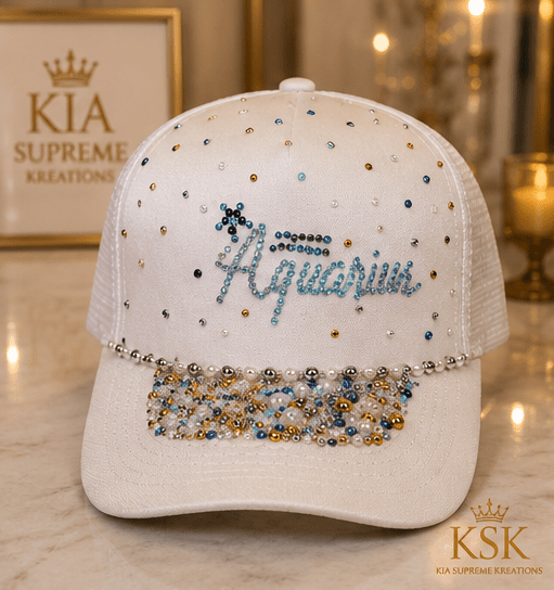 Aquarius™ Zodiac Rhinestone Trucker Hat – Kia Supreme Kreations product image 1