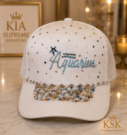 Aquarius™ Zodiac Rhinestone Trucker Hat – Kia Supreme Kreations product image 1