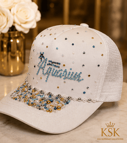 Aquarius™ Zodiac Rhinestone Trucker Hat – Kia Supreme Kreations product image 2