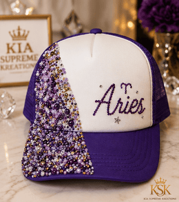 Aries™ Zodiac Rhinestone Trucker Hat – Kia Supreme Kreations product image 1