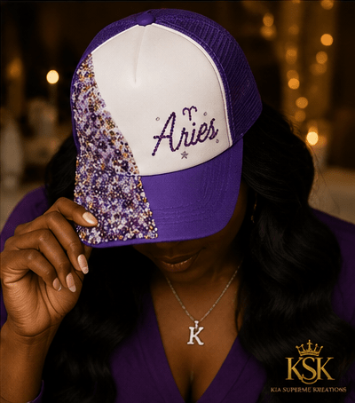 Aries™ Zodiac Rhinestone Trucker Hat – Kia Supreme Kreations product image 9