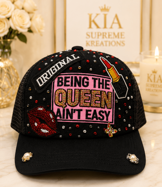 Being the Queen™ Rhinestone Trucker Hat – Kia Supreme Kreations product image 1