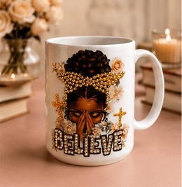Believe™ Inspirational Prayer Mug | Luxury Christian Coffee Mug for Women | Faith Gift | 15 oz Ceramic Mug – Kia Supreme Kreations product image 4