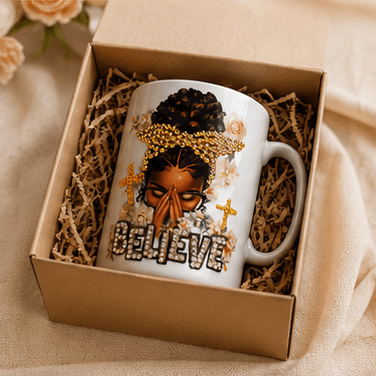 Believe™ Inspirational Prayer Mug | Luxury Christian Coffee Mug for Women | Faith Gift | 15 oz Ceramic Mug – Kia Supreme Kreations product image 6