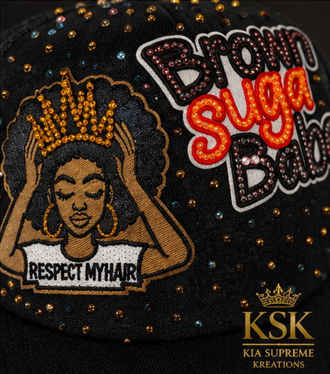 Brown Suga™ Rhinestone Trucker Hat – Kia Supreme Kreations product image 6
