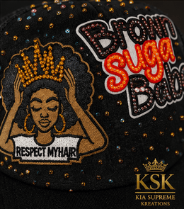 Brown Suga™ Rhinestone Trucker Hat – Kia Supreme Kreations product image 6
