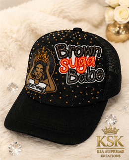 Brown Suga™ Rhinestone Trucker Hat – Kia Supreme Kreations product image 2
