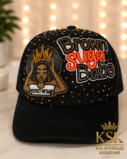 Brown Suga™ Rhinestone Trucker Hat – Kia Supreme Kreations product image 1