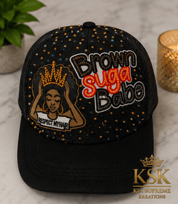 Brown Suga™ Rhinestone Trucker Hat – Kia Supreme Kreations product image 5