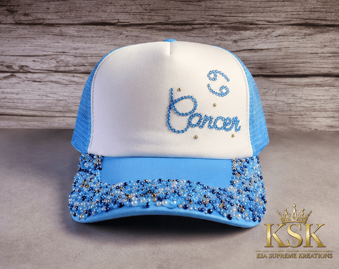Cancer™ Zodiac Rhinestone Trucker Hat – Kia Supreme Kreations product image 10