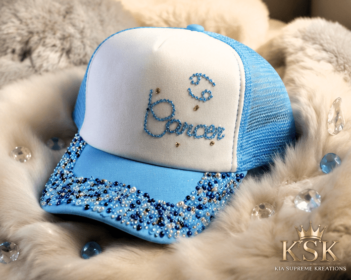 Cancer™ Zodiac Rhinestone Trucker Hat – Kia Supreme Kreations product image 2