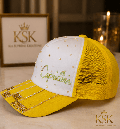 Capricorn™ Zodiac Rhinestone Trucker Hat – Kia Supreme Kreations product image 3