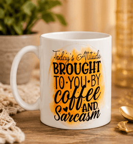 Coffee & Sarcasm™ Funny Coffee Mug | Today's Attitude Brought to You by Coffee & Sarcasm | 15 oz Ceramic Mug – Kia Supreme Kreations product image 1