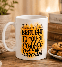 Coffee & Sarcasm™ Funny Coffee Mug | Today's Attitude Brought to You by Coffee & Sarcasm | 15 oz Ceramic Mug – Kia Supreme Kreations product image 2