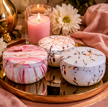 KSK Signature Marble Candle Collection – 3-Piece Luxury Soy Candle Gift Set (2 oz Each) – Kia Supreme Kreations product image 1