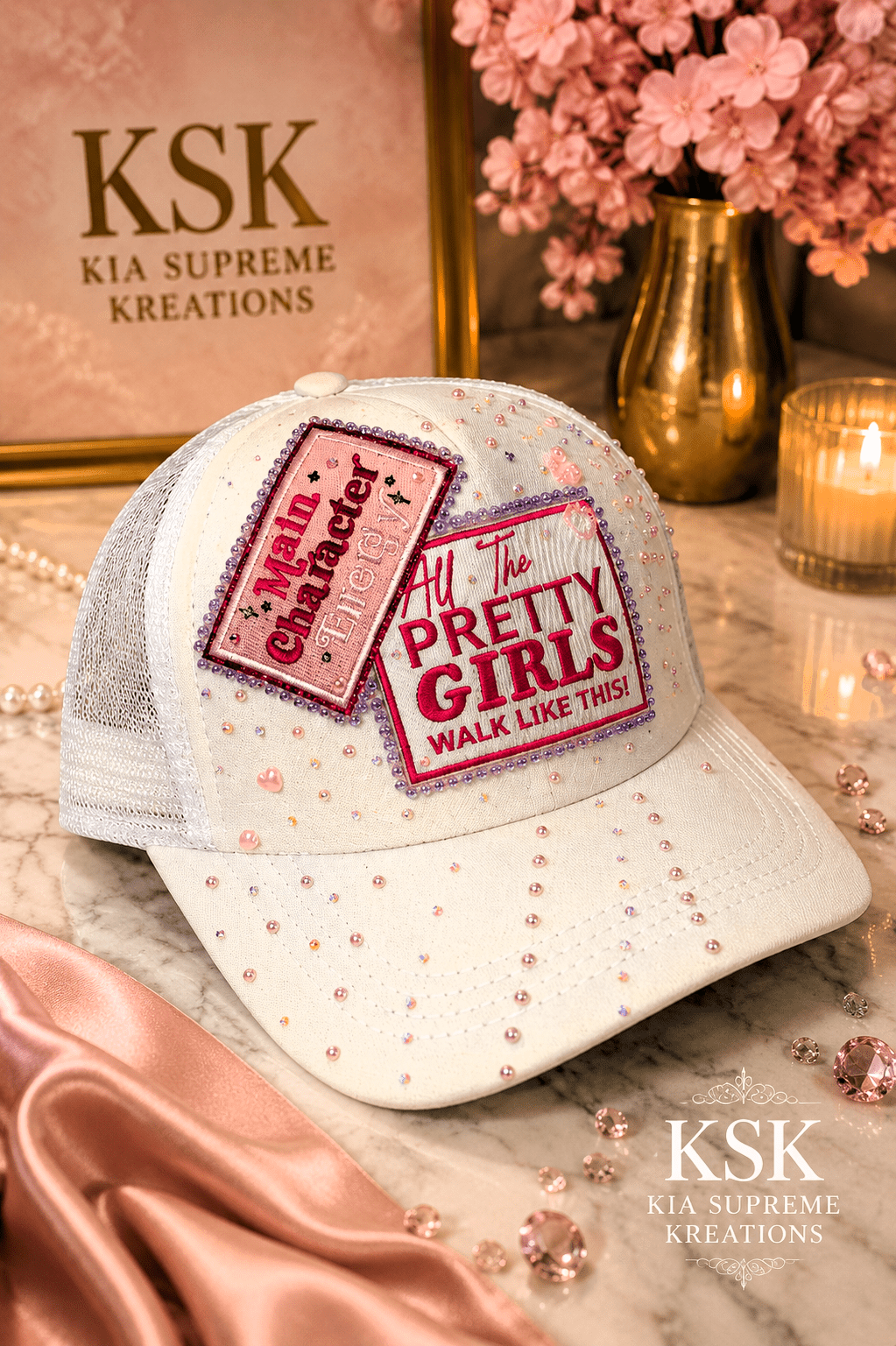 Pretty™ Rhinestone Trucker Hat – Kia Supreme Kreations product image 1