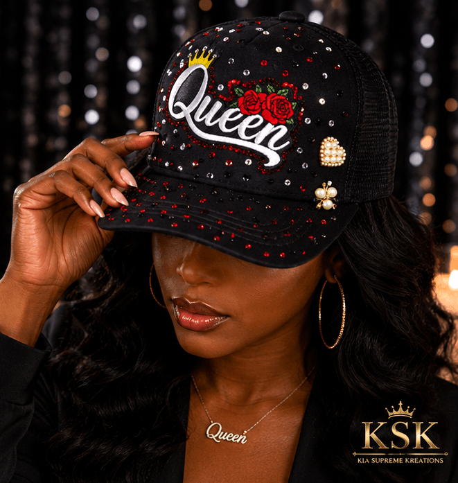 Queen™ Rhinestone Trucker Hat – Kia Supreme Kreations product image 6