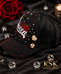 Queen™ Rhinestone Trucker Hat – Kia Supreme Kreations product image 3