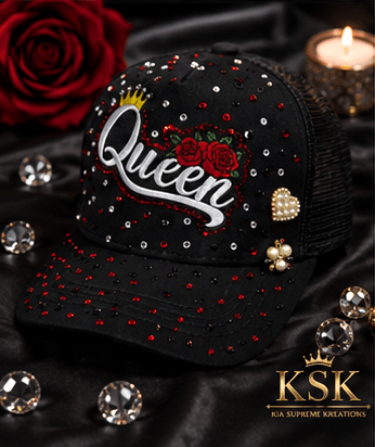 Queen™ Rhinestone Trucker Hat – Kia Supreme Kreations product image 2