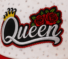 Queen Red™ Rhinestone Trucker Hat – Kia Supreme Kreations product image 1