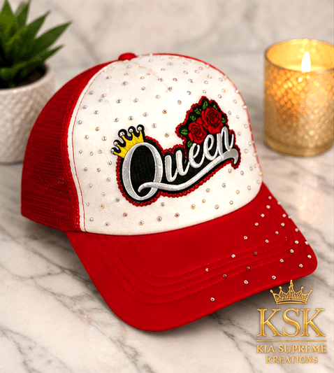Queen Red™ Rhinestone Trucker Hat – Kia Supreme Kreations product image 3