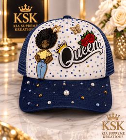 Queen™ Rhinestone Trucker Hat – Kia Supreme Kreations product image 1