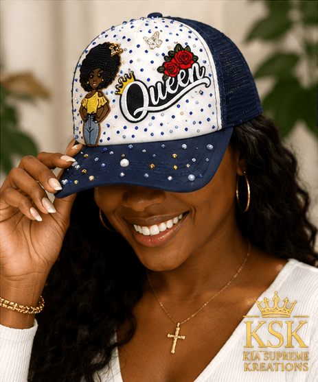 Queen™ Rhinestone Trucker Hat – Kia Supreme Kreations product image 6