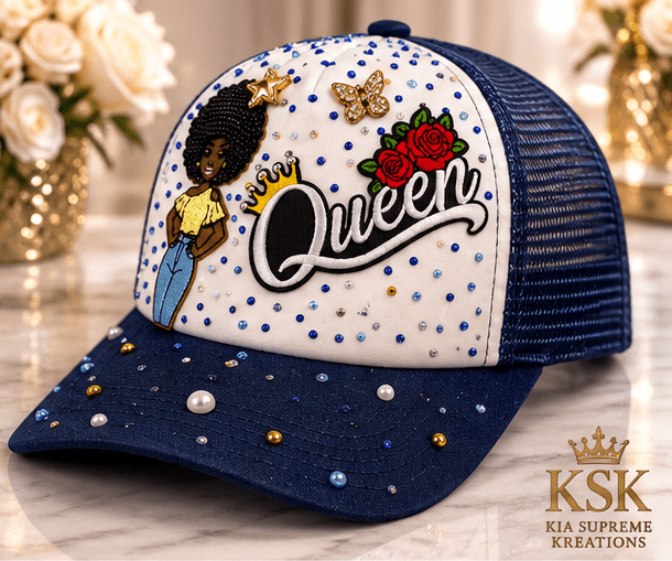 Queen™ Rhinestone Trucker Hat – Kia Supreme Kreations product image 3