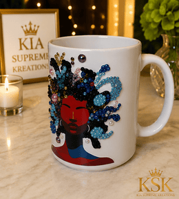 Radiant Essence Ceramic Mug – Celebrate Beauty & Strength – Kia Supreme Kreations product image 1