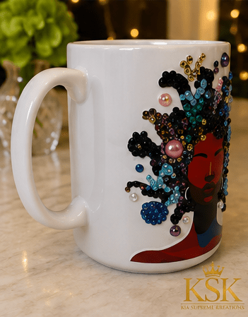 Radiant Essence Ceramic Mug – Celebrate Beauty & Strength – Kia Supreme Kreations product image 2