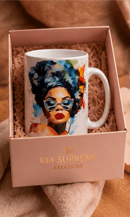 Radiant Queen™ Luxury Fashion Coffee Mug | Elegant Afro Art Ceramic Mug | 15 oz Gift for Women – Kia Supreme Kreations product image 7