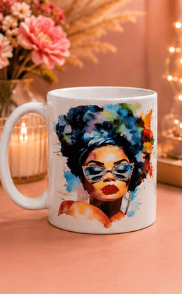 Radiant Queen™ Luxury Fashion Coffee Mug | Elegant Afro Art Ceramic Mug | 15 oz Gift for Women – Kia Supreme Kreations product image 6