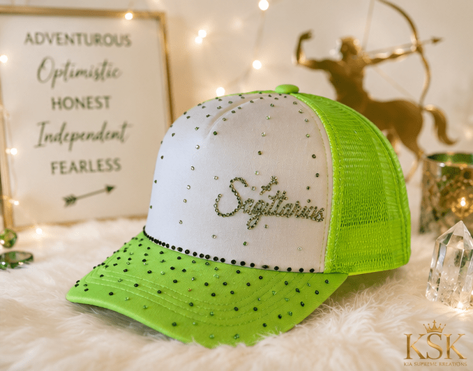 Sagittarius™ Zodiac Rhinestone Trucker Hat – Kia Supreme Kreations product image 3