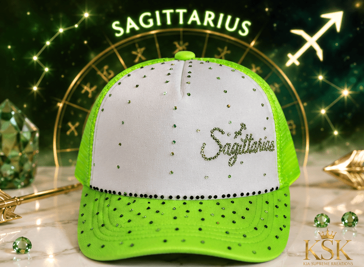Sagittarius™ Zodiac Rhinestone Trucker Hat – Kia Supreme Kreations product image 2