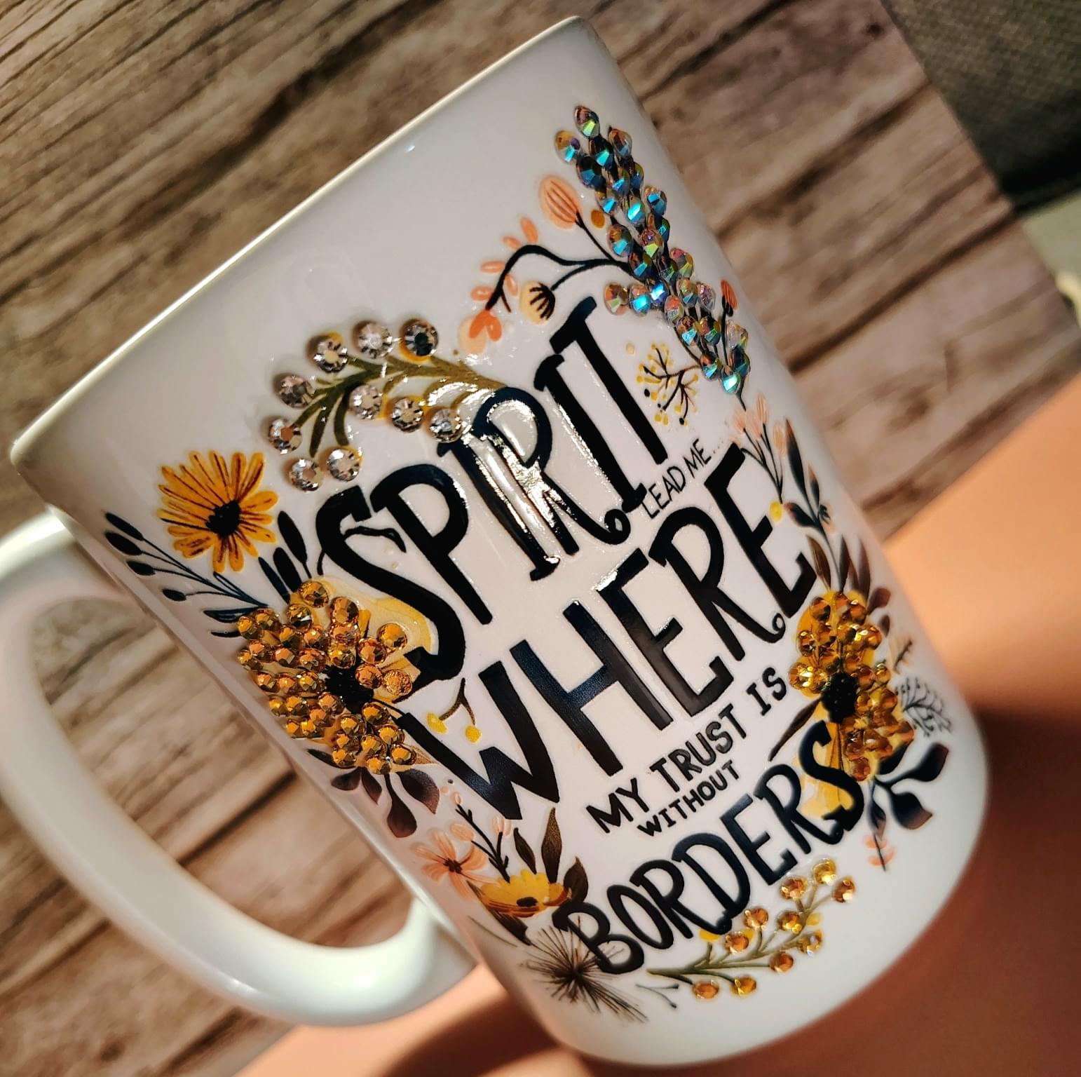 Spirit Lead Me™ Faith Mug | Rhinestone Christian Coffee Mug | Inspirational Gift for Women | 15 oz Ceramic Mug – Kia Supreme Kreations product image 3