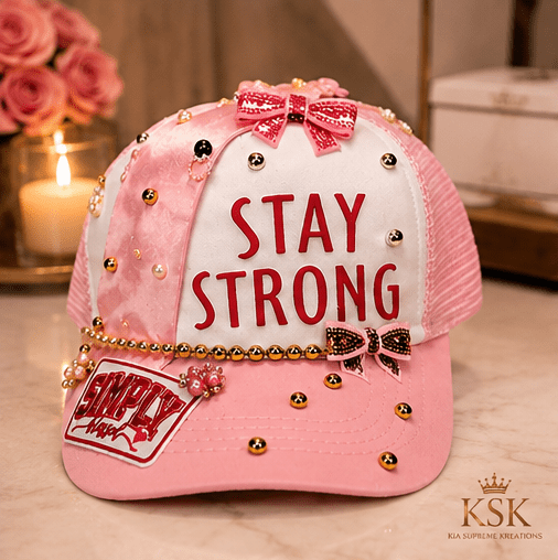 Stay Strong™ Rhinestone Trucker Hat – Kia Supreme Kreations product image 1